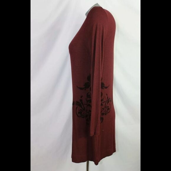 Soft Surroundings Velvet Side Tunic Top Size Medium Burgundy Maroon Long Sleeve. - Picture 3 of 8